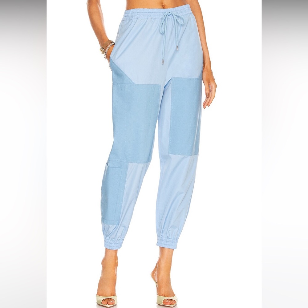 Stella McCartney Kara Paneled 100% Cotton Trousers Light Blue NWT Size 38 IT
